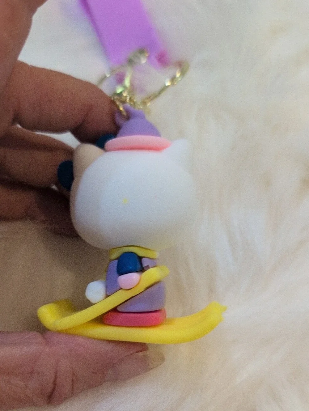 Hello Kitty Purple and White Silicone Keychain Bag Charm